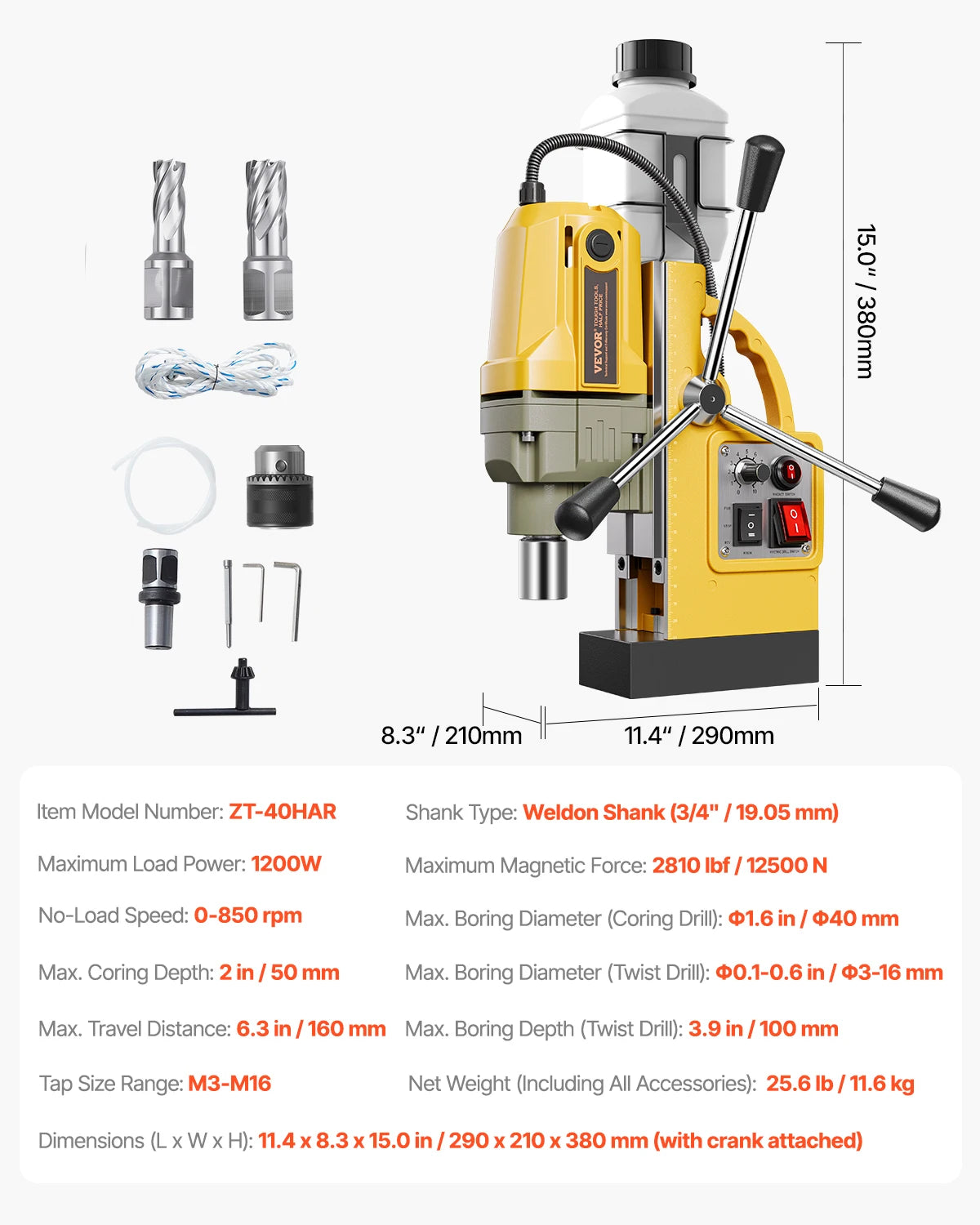 Magnetic Drill Press 1400W Core Drill 50mm Boring Capacity