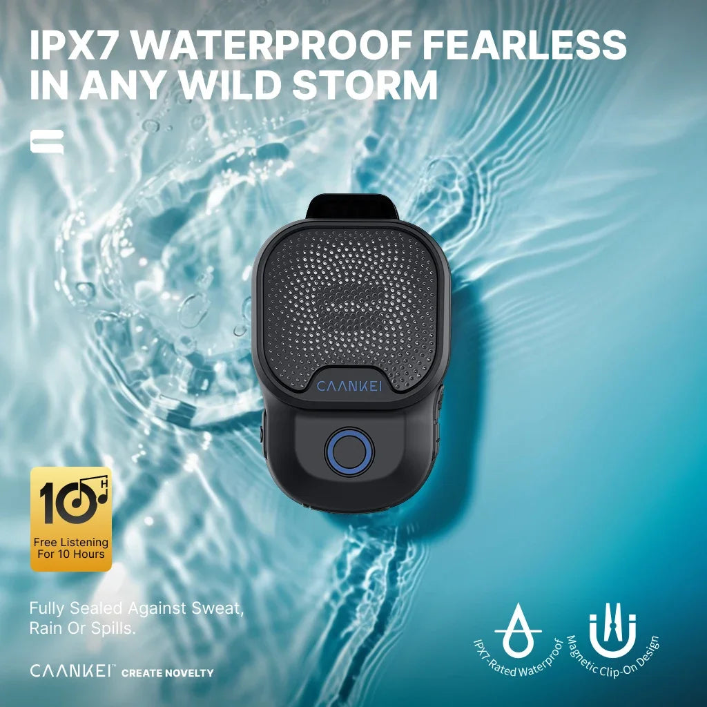 Wearable Outdoor Bluetooth Speaker IPX7 Waterproof Portable Sport Microphone Speakers Clip-On Speaker Call/Music for Android IOS