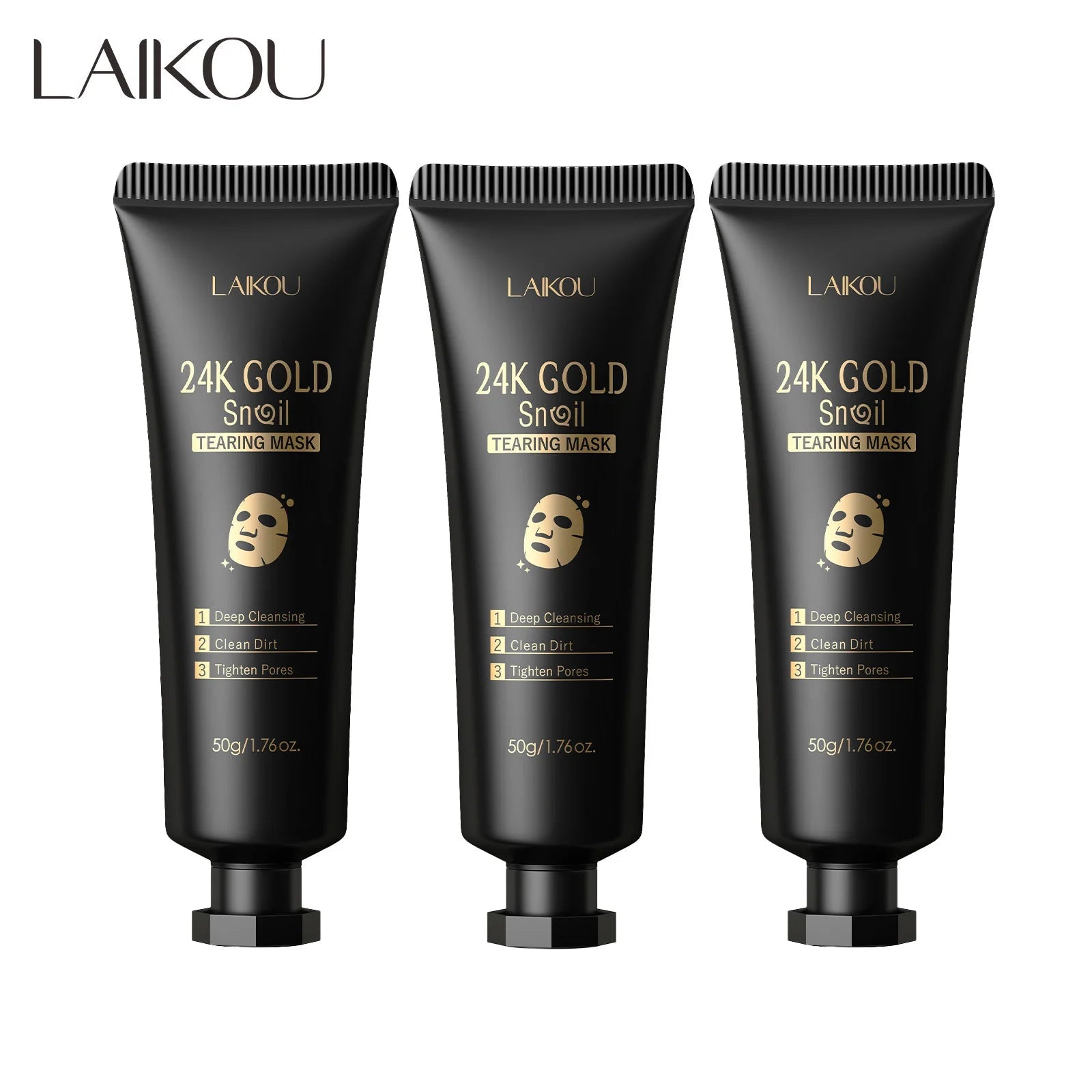 1/2/3pcs LAIKOU 24K Gold Snail Collagen Peel Off Tearing Face Mask Deep Cleansing Remove Blackhead Face Care Tear Off Mask 