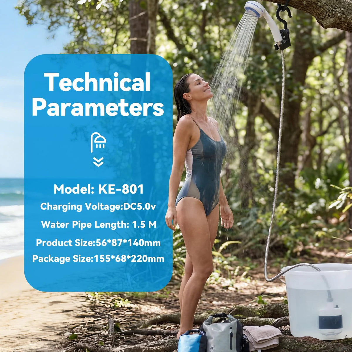 Portable Outdoor Camping Shower USB Rechargeable Electric Shower Pump