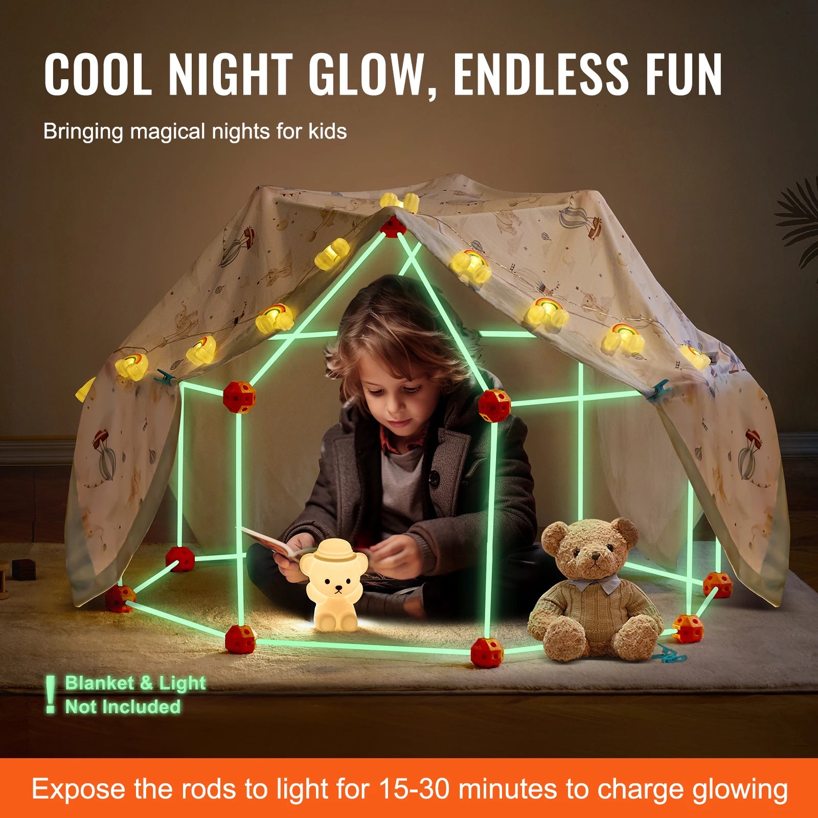 Set de construcție pentru copii cu bețe luminoase – set de joacă DIY de 140 piese
