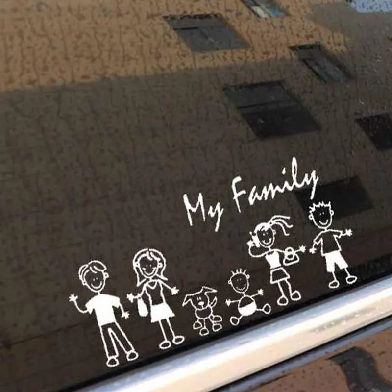 Family Car Decal Window Sticker Stick Figure Kid Baby Cat Dog Pet Bumper My Mom Decoration Vinyl Decal,20cm*10cm