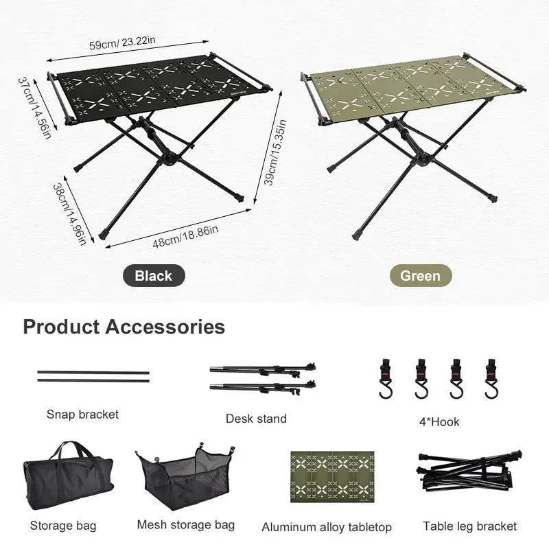 WESTTUNE Camping Folding Table Portable Aluminum Alloy Lightweight Table with Accessories Multifunctional Outdoor Table 