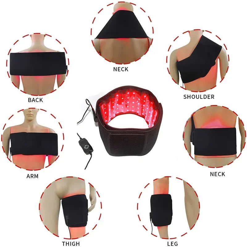 LED Phototherapy Massage Belt Red Light Hot Compress 850nm 660nm Body Shaping Weight Loss And Relaxation Back Pain Relief 