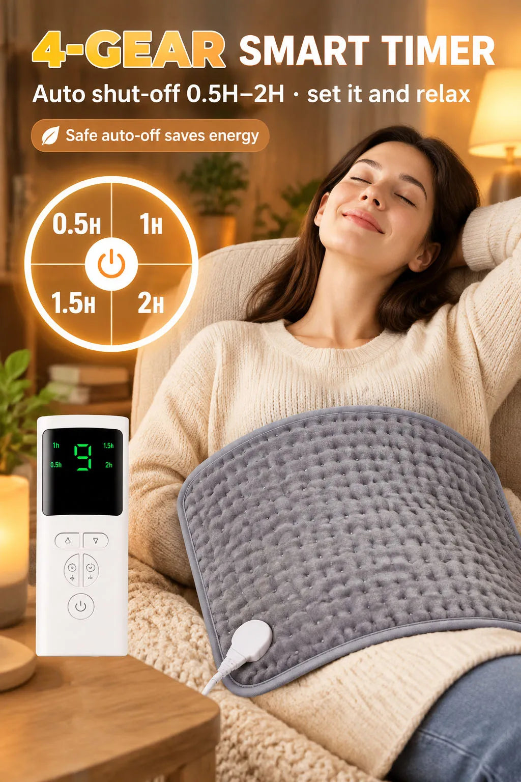Electric Heating Pad with 10 Heat Levels and 3 Timers