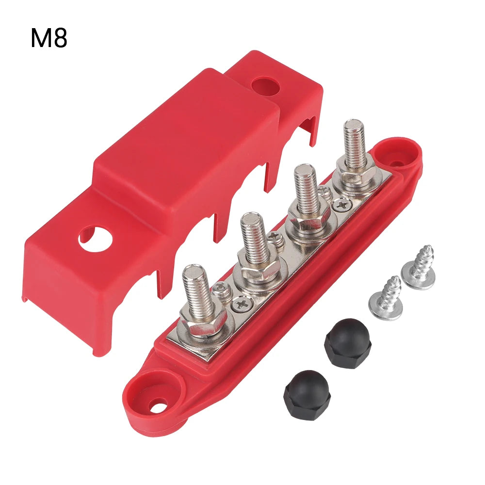 Caravan RV Power Distribution Block 4 Ways 48V 250A DC Bus Bar Electro Junction For Boat Truck Car Accessories M8 M10 Studs