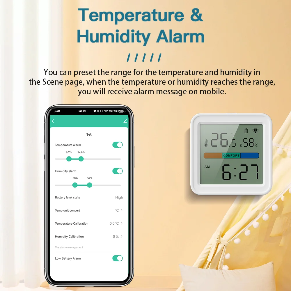 Tuya WIFI Temperature Humidity Sensor Hygrometer Thermometer Smart Home Backlight Smart Life Support Alexa Google Assistant 