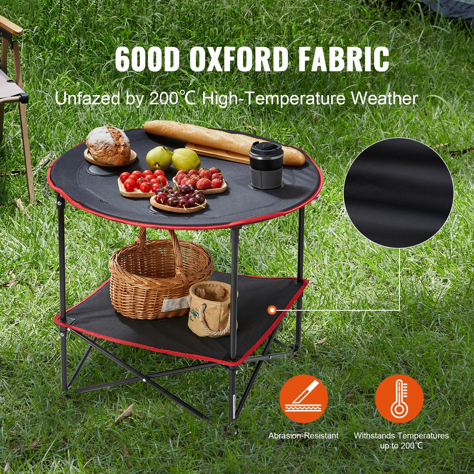 Folding Camping Table with Storage Shelf Lightweight 3.1lb Outdoor Table