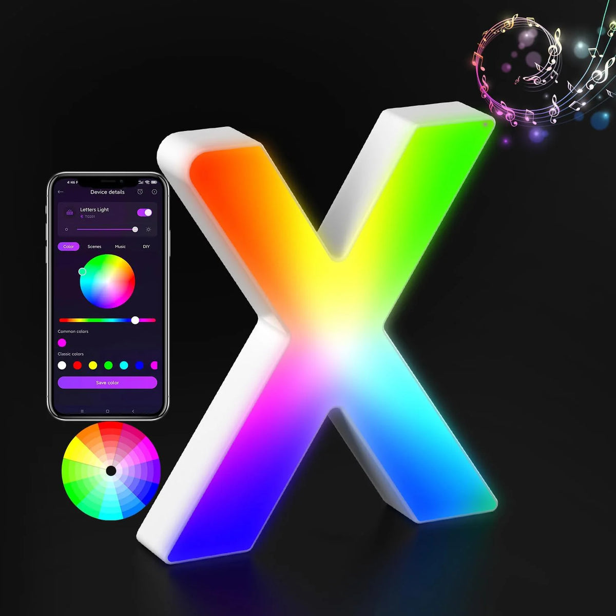 Appstyrt RGB LED-bokstavlampe