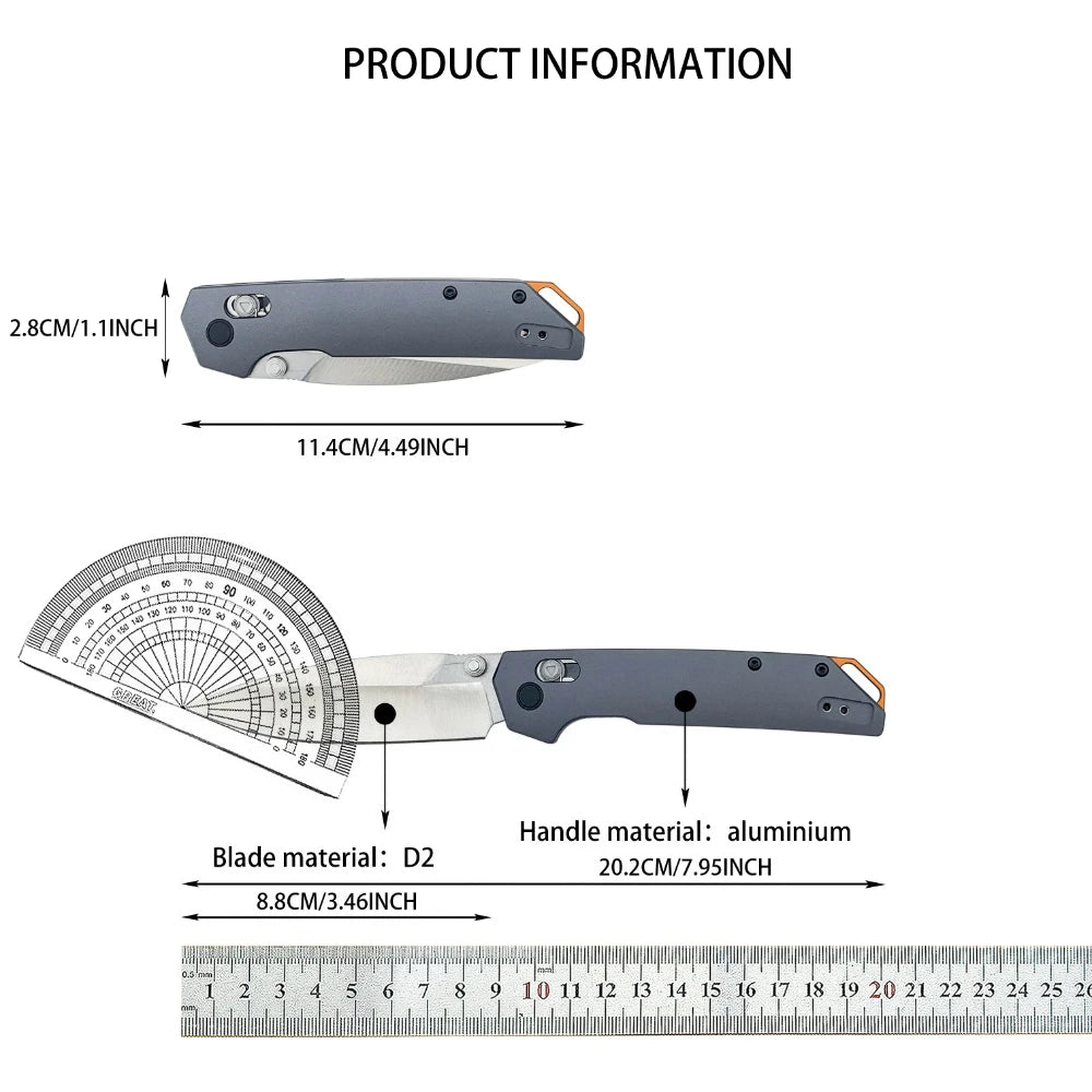 Lightweight Folding Knife 3.4" EDC Spear Point Blade with Reversible Clip