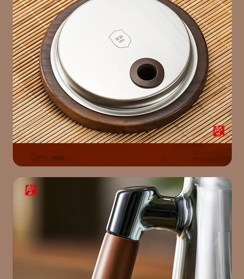 Tea Ceremony Culture Large Capacity Dividing Teacup Removable Glass Inner Tank Home Tea Water Separation Filter Teacup 