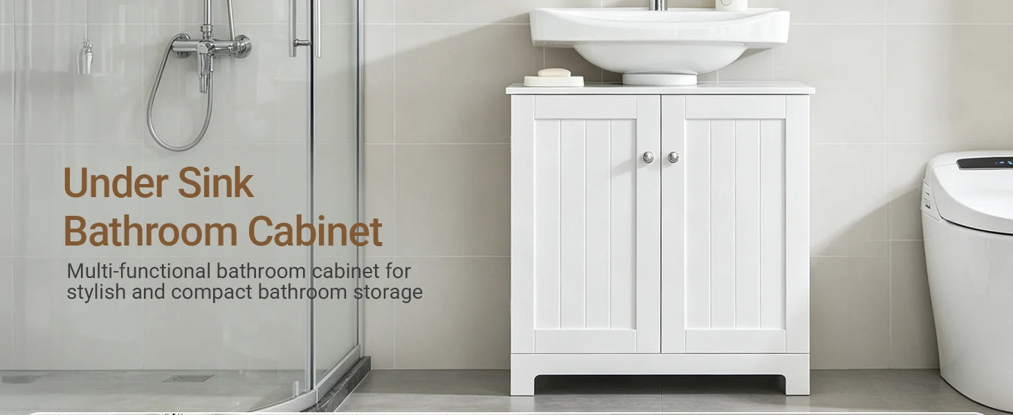Under Sink Bathroom Cabinet with U-Shape Storage 60x60x30cm