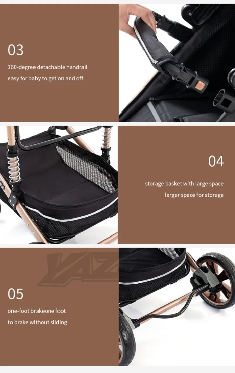 Luxurious 3‑in‑1 Baby Stroller High‑Landscape Travel System