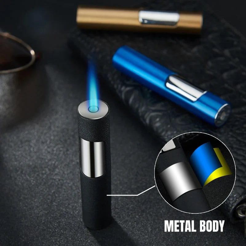 Windproof Blue Jet Flame Mini Refillable Torch Lighter