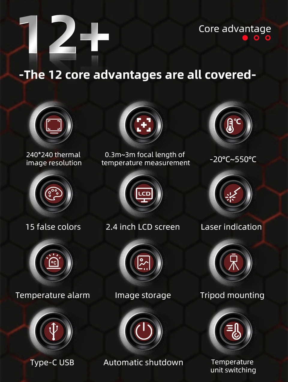 BSIDE black Smart Portable Thermal Imager 15 Color Palettes -20~550C 100×100IR Resolution PC Analysis Software Drop Resistant 