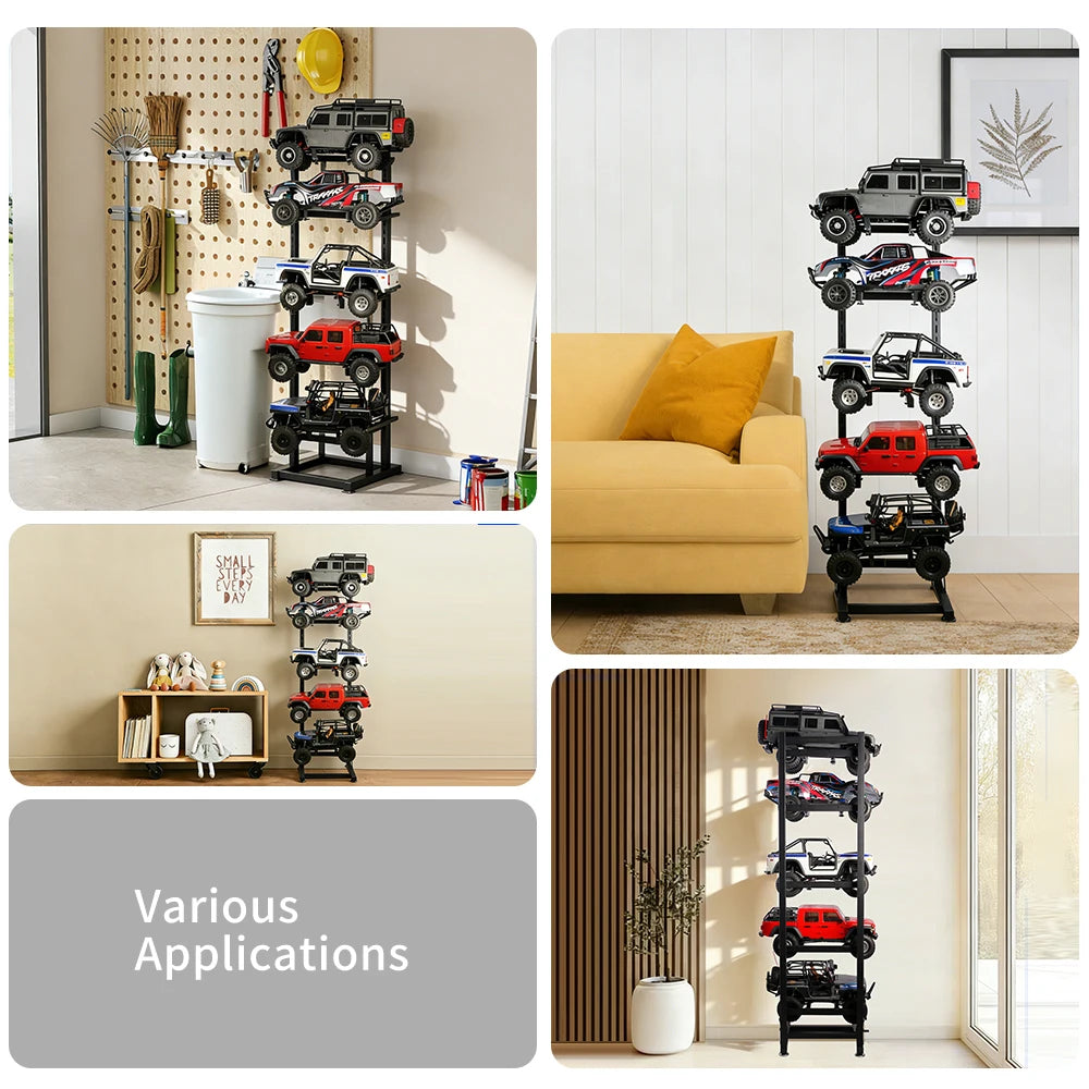 Metal Display Rack for 1/6 to 1/32 RC Cars, 5 Compartments