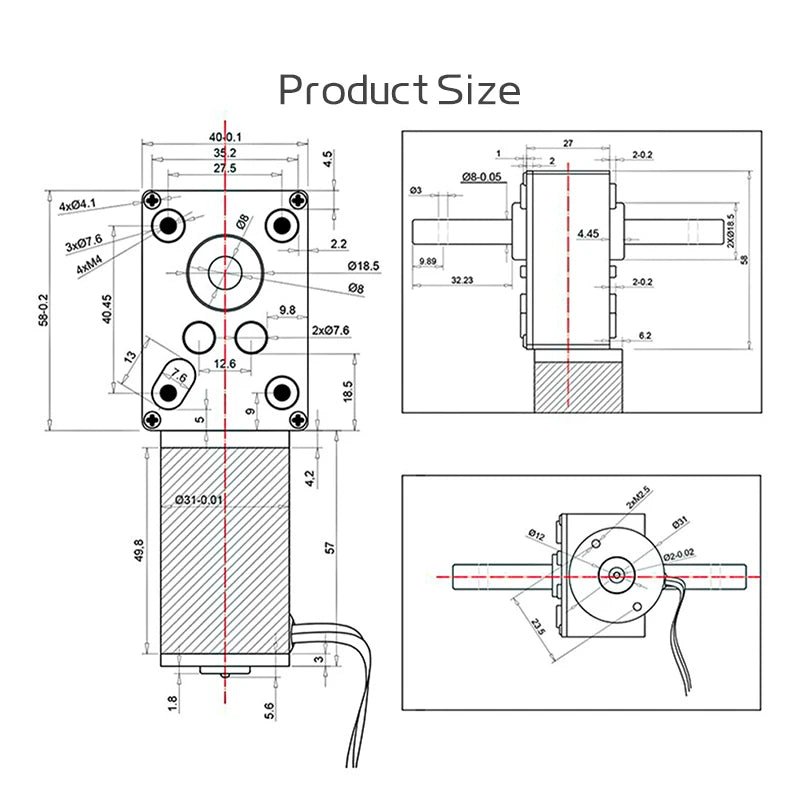 5840-31ZY DC Worm-Geared Motor, 12/24V Options