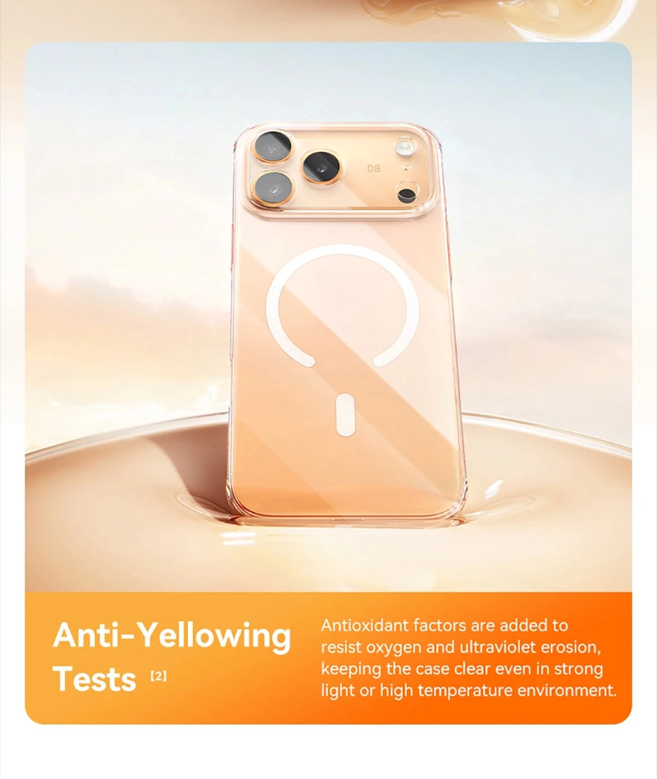 Funda transparente magnética para iPhone 17 con MagSafe, delgada y antiamarillenta