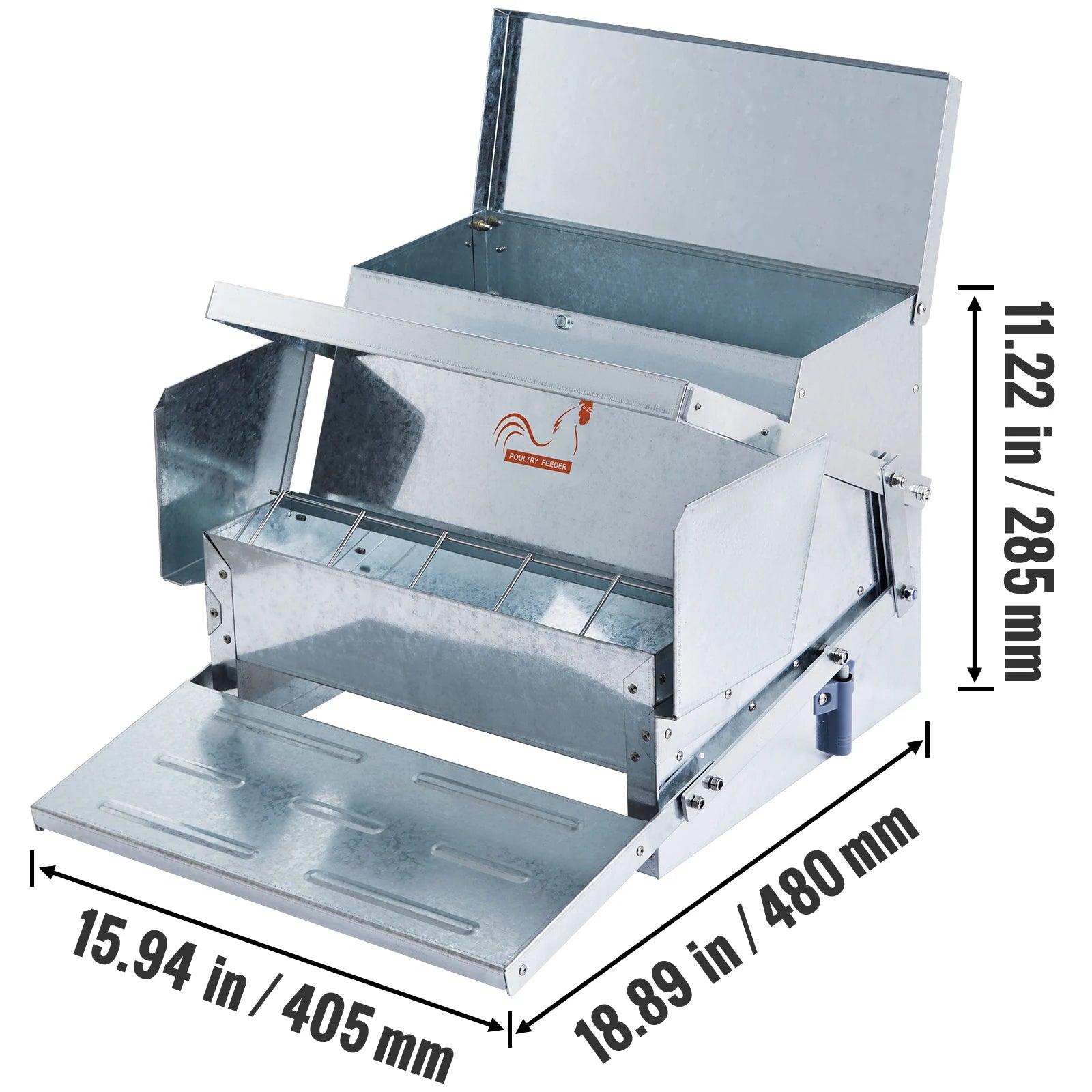 Alimentatore automatico per polli SucceBuy, capacità 25 lb, alimenta fino a 10 polli per 11 giorni, feeder in acciaio zincato per pollame