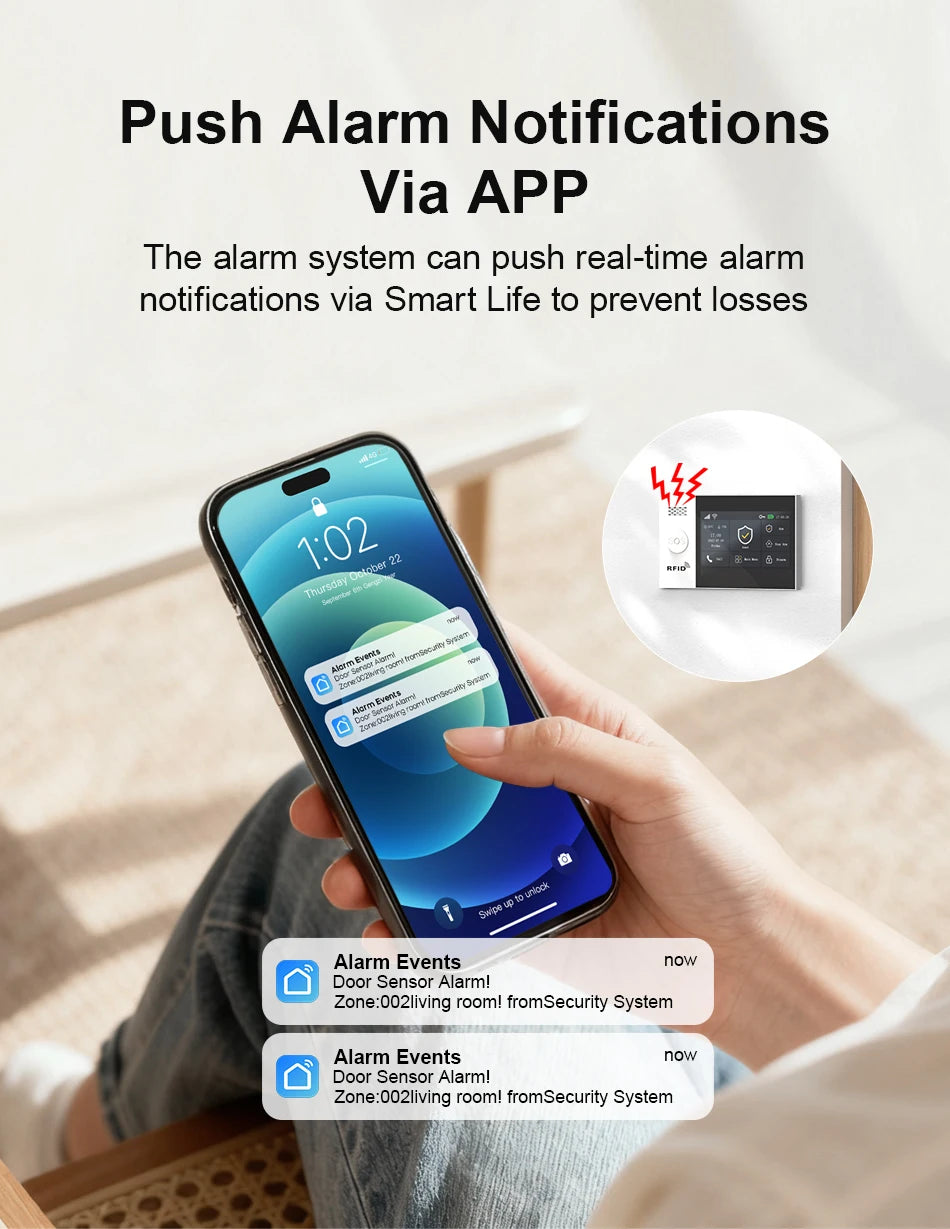 PGST Wireless Home Security Alarm System Work with Tuya 4G 2G GSM WIFI Smart Home 433MHz App Control With Alexa