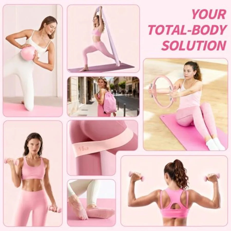 Heim-Pilates-Trainingsset mit Ring, Ball, Bändern & Grip-Socken