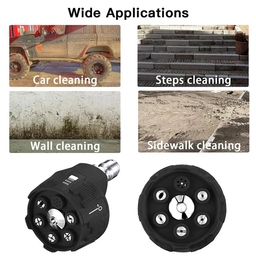6 in 1 Quick Change-Over Nozzle 4000Psi High Pressure Washer Spray Nozzle 0 15 25 40 65 Degree Rotation Watering Nozzle 