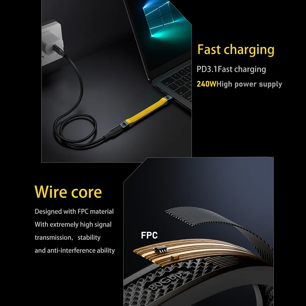 Cabo USB-C curto, 13 cm