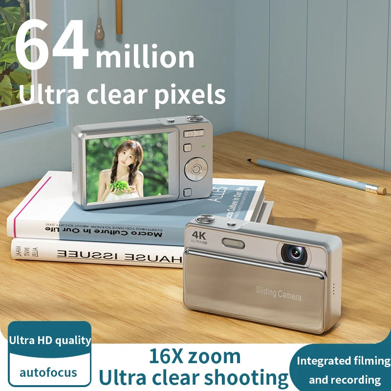 New Sliding Digital Camera CCD Campus 4K High-Definition Camera for Taking Photos and Recording Integrated Student Card Machine