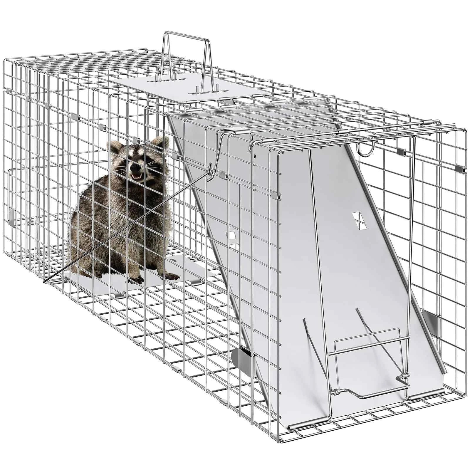 Humane Folding Live Animal Cage Trap with Handle