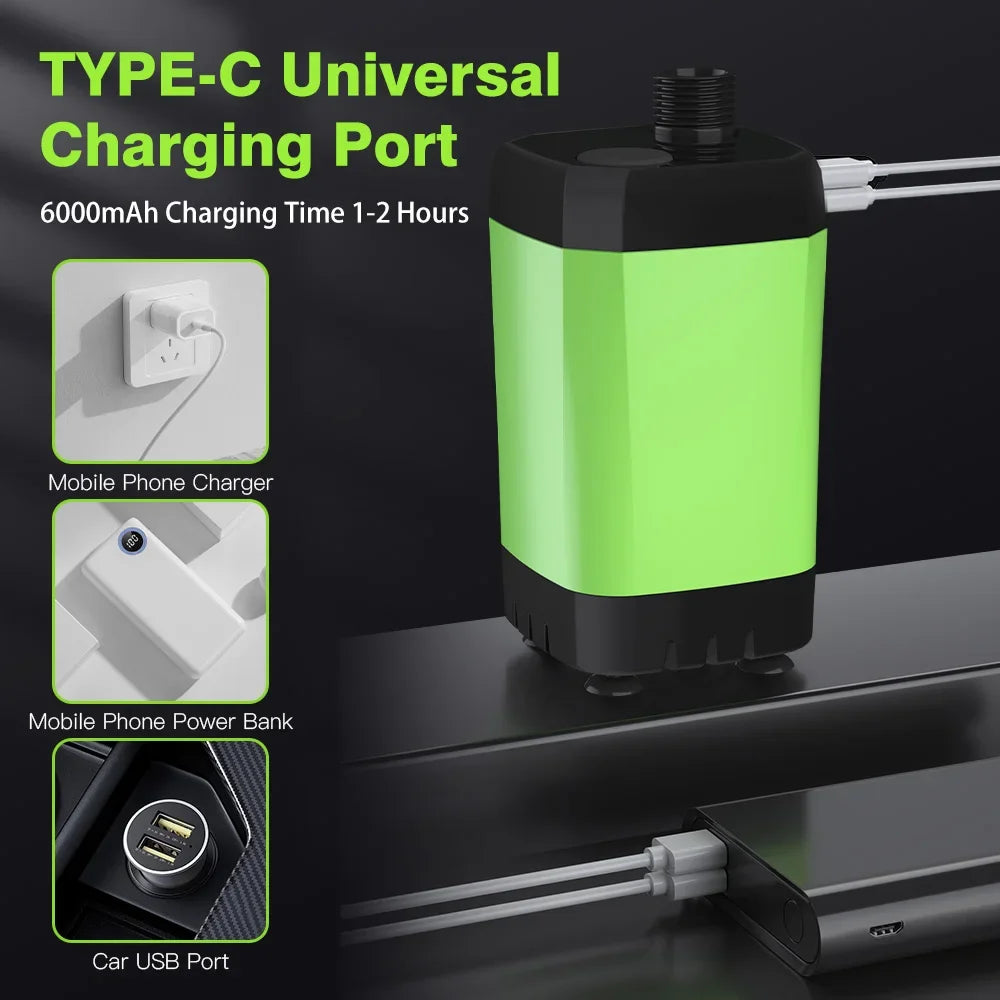 Portable Camping Shower Pump Kit with Digital Display and 6000mAh Battery