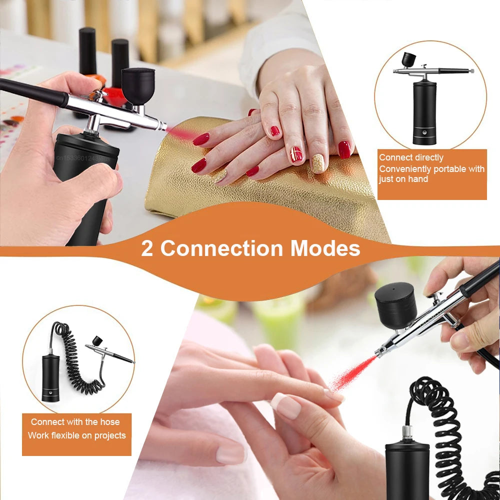Airbrush Nail Art Painting Kit with Compressor Mini Airbrush for Nail Art Cake Painting Portable Hand Sprayer Gun Airbrush Nail 