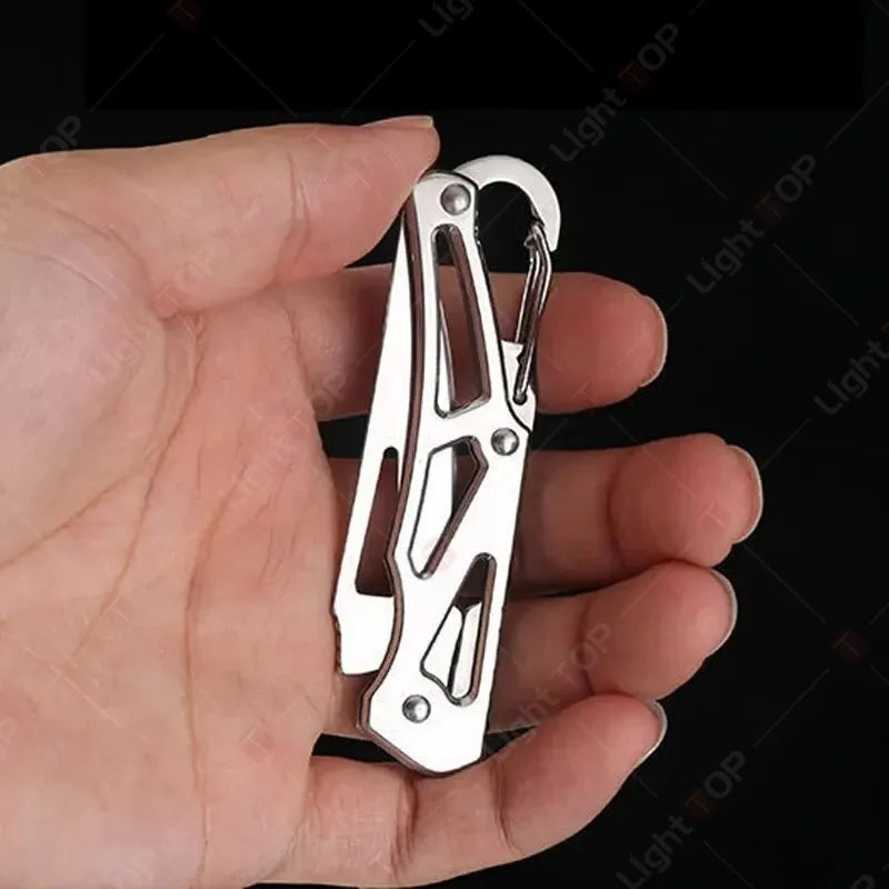 Folding Fruit Knife Stainless Steel Pocket Knife with Keychain Fruit Slicing Knives with Non-slip Handle Household Small Knife 