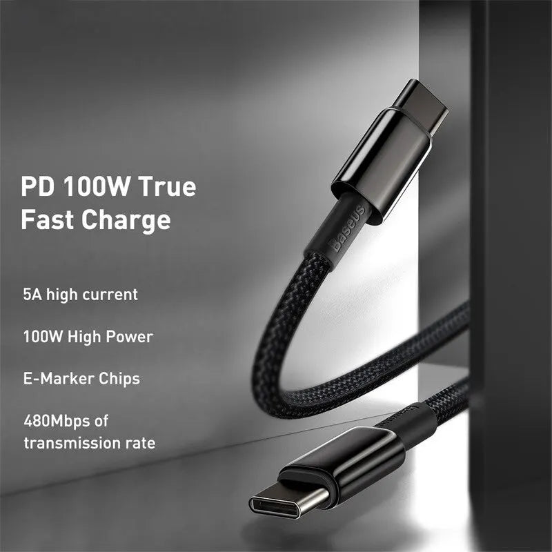 Cable Baseus 100W Tipo C para iPhone 15, Cable de Carga Rápida USB C PD para Macbook, Samsung, Xiaomi, Cable Tipo C USB C