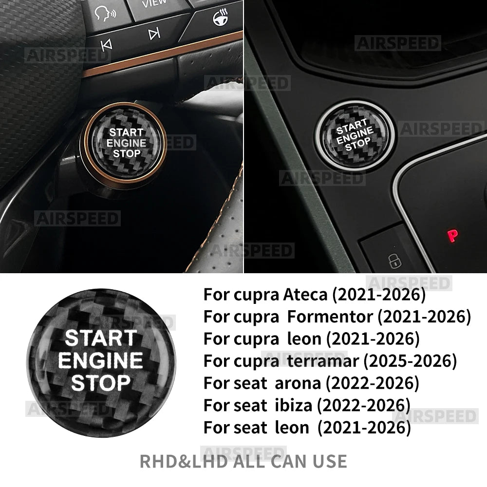 Real Dry Carbon Fiber Start Stop Cover for Cupra and Seat