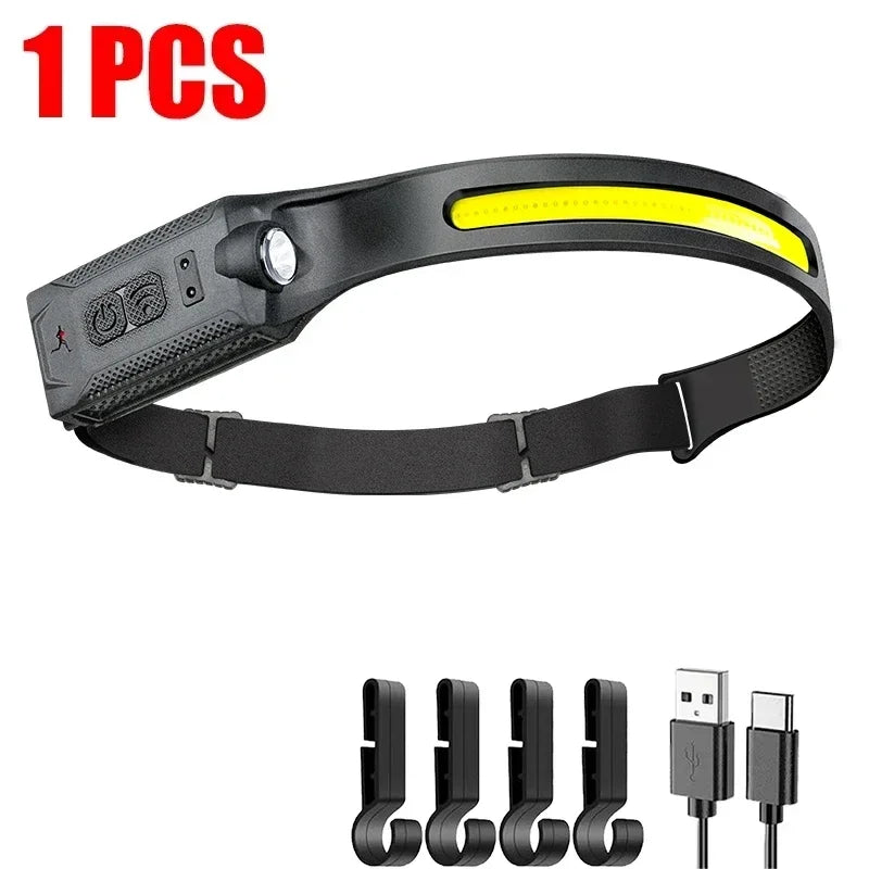 Rechargeable Headlamp with COB and Spotlight