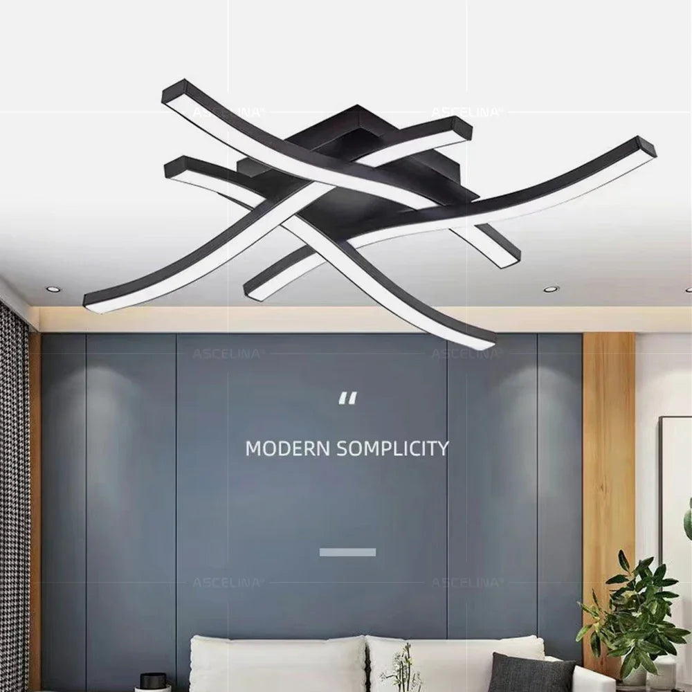 Black Wave-Style LED Ceiling Light, Cool White