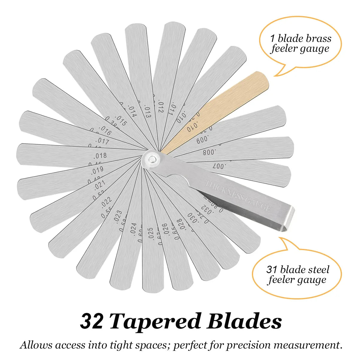32-Blade Metric and SAE Feeler Gauge Set