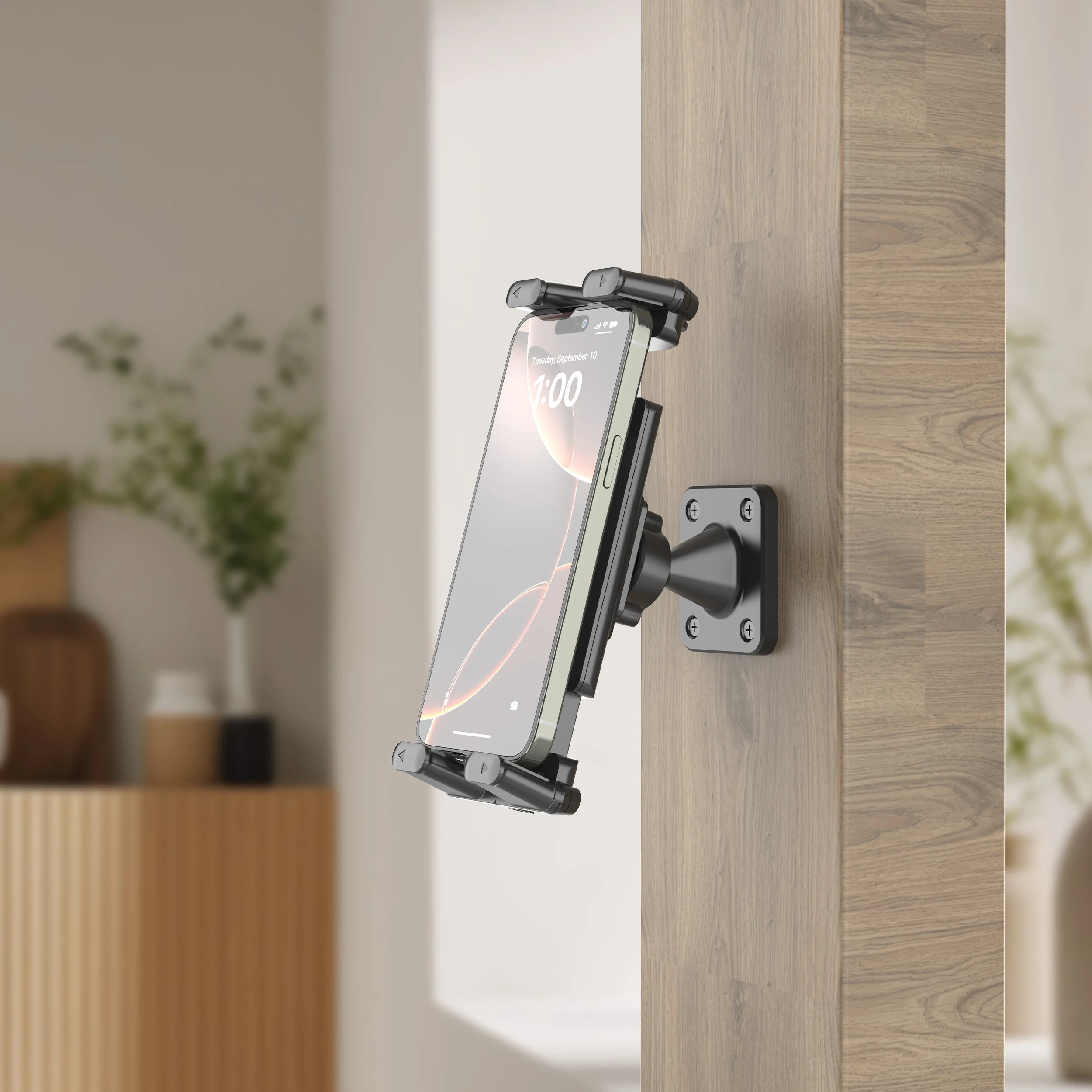 Nástěnný držák na tablet, otočný o 360°, pevná základna, kuchyňský nástěnný držák kompatibilní s iPad/iPhone/všechny 4,7-15 palců