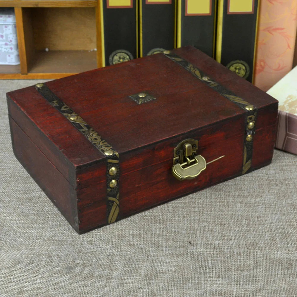 Wooden Storage Box with Hinged Lid