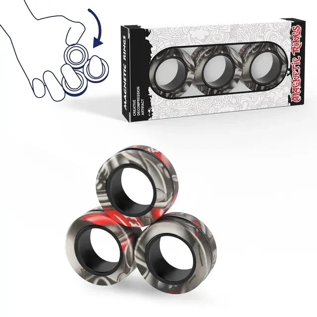 Magnetic Rings Fidget Toy Set Adult Fidget Magnets Spinner Rings Fidget Pack Great Gift for Adults Teens Kids (3PCS) 