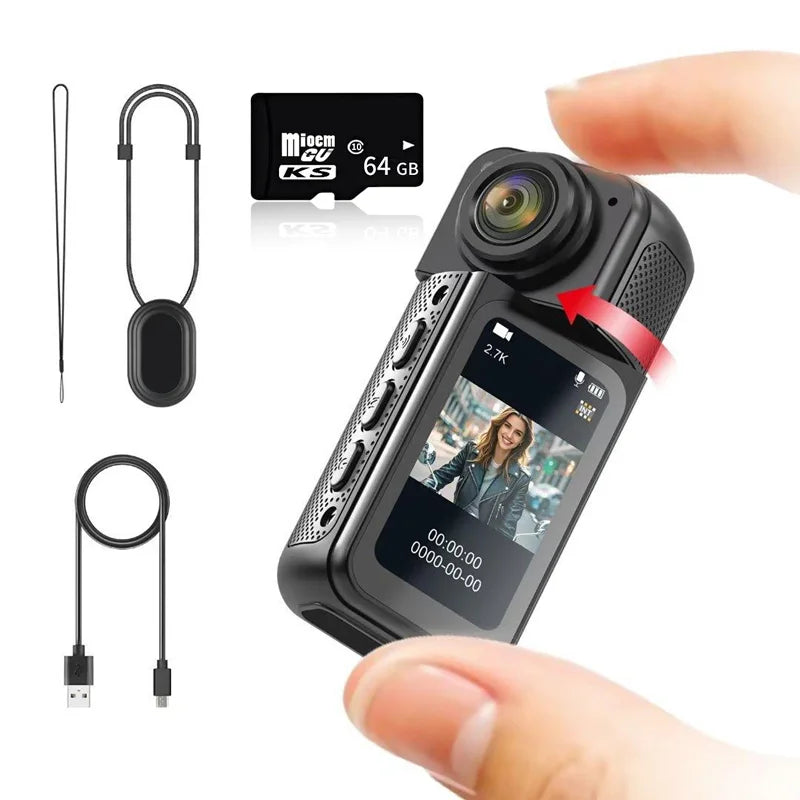 Xiaomi S70 Mini Recorder 2.7K Finger Action Camera Lightweight POV With Magnetic Belt 1.47 inch IPS Screen Bicycle Vlog Pet Cam 