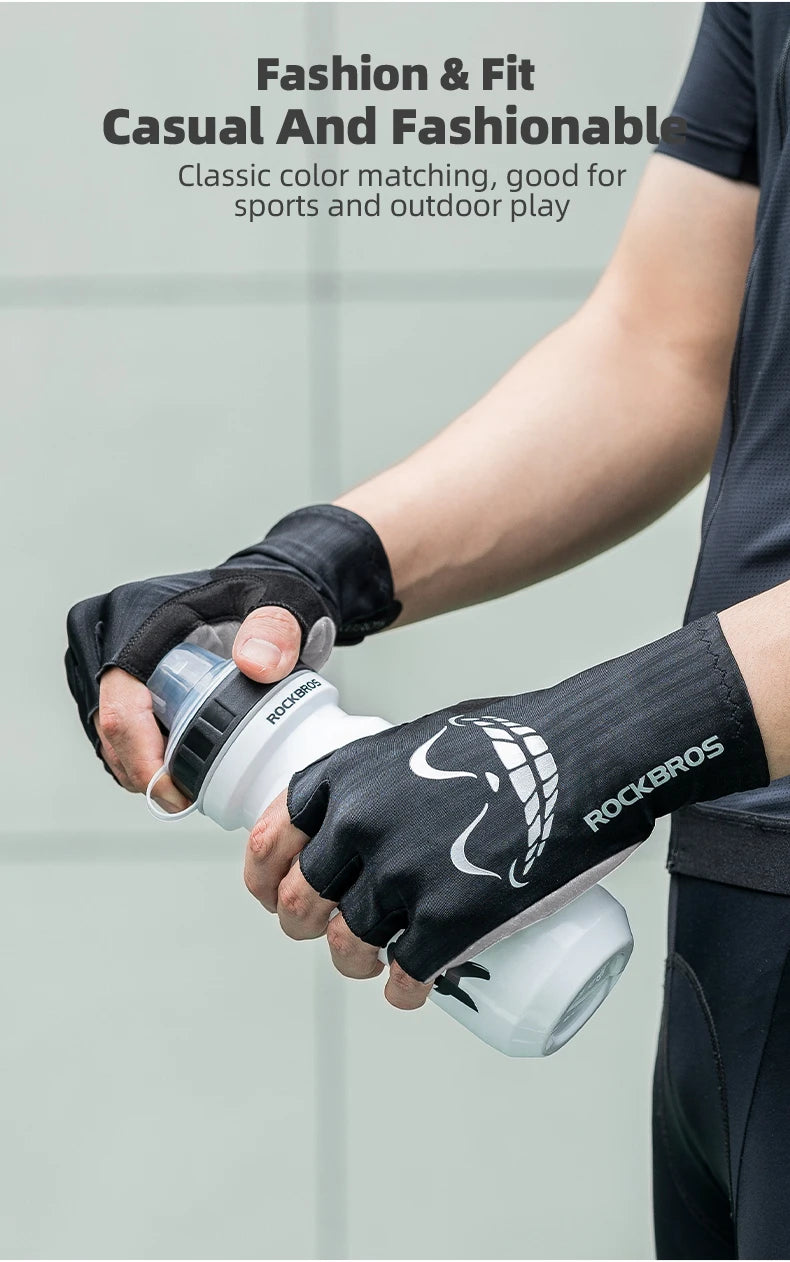 Guanti da ciclismo da donna con gel imbottito, mezze dita, traspiranti