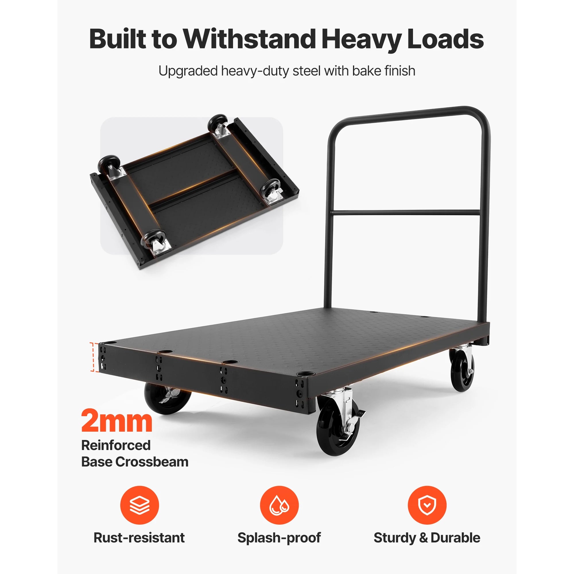 2-in-1 Drywall Cart Dolly 1800 lbs Steel Panel Truck 36x24 Platform