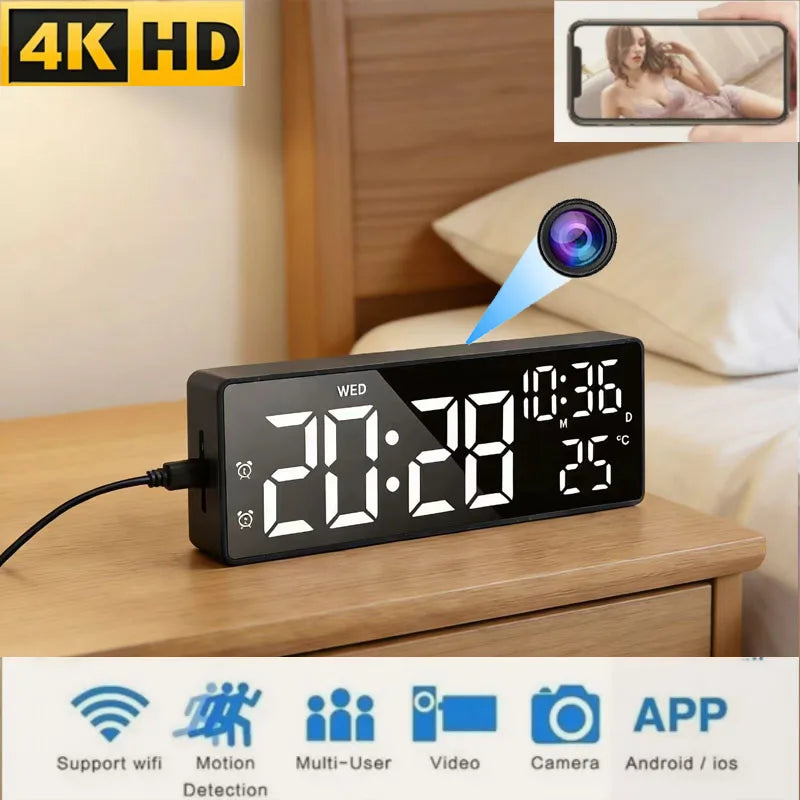 Mini WiFi hodiny s kamerou 1080P, vnútorná bezpečnostná kamera s detekciou pohybu