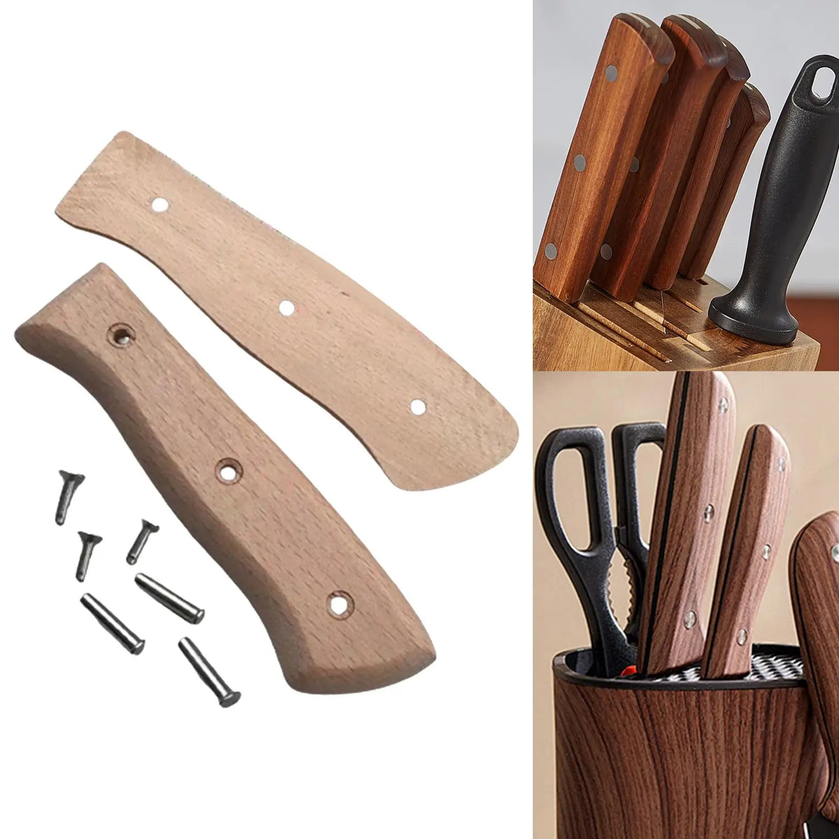 Set di manici sostituzione in legno per coltello da cucina, 13 cm