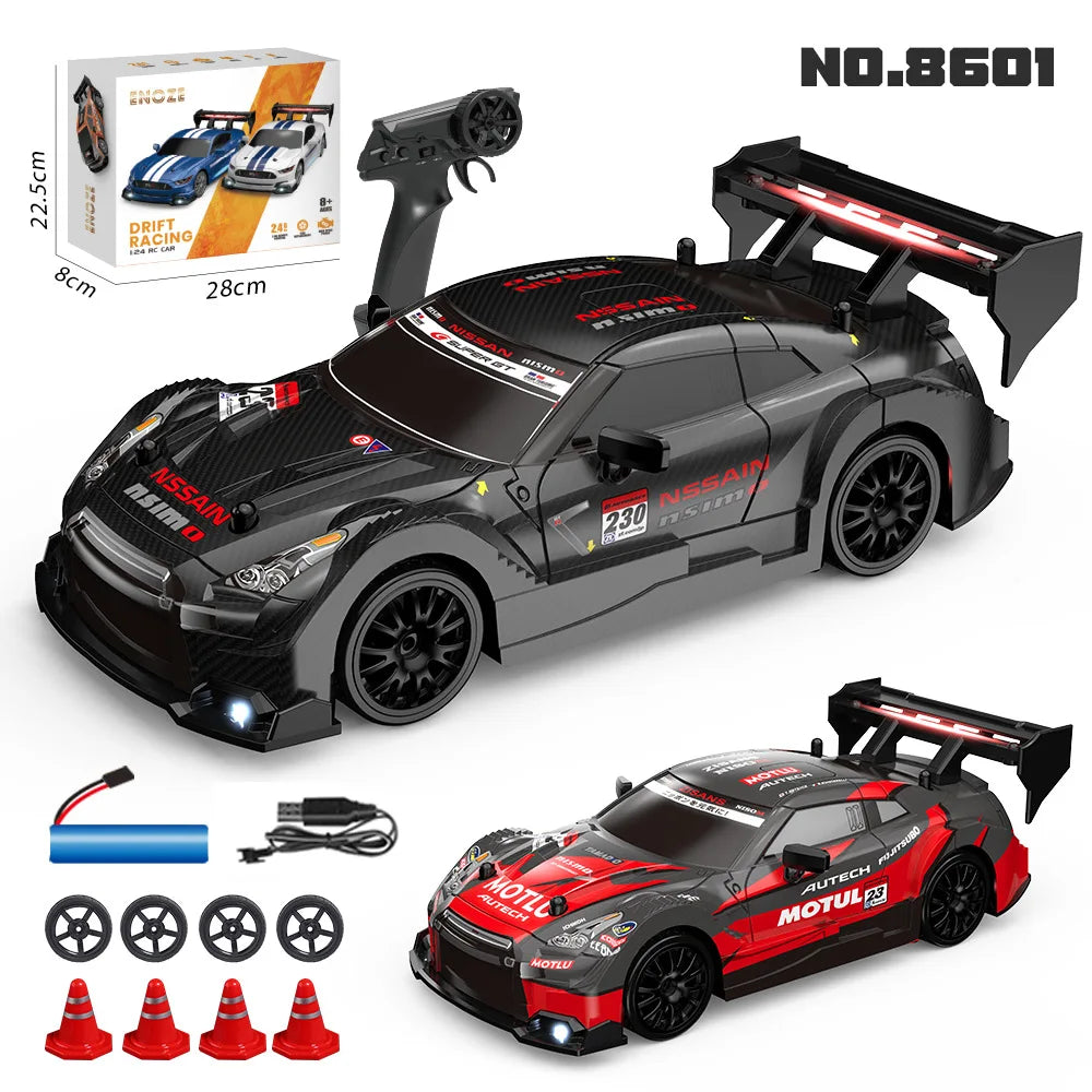 1:24 High Speed RC Drift Vehicle Cars Mustang 4WD Remote Control Racing Car Gift Competition Race Car Boys Toy Replaceable Tire 