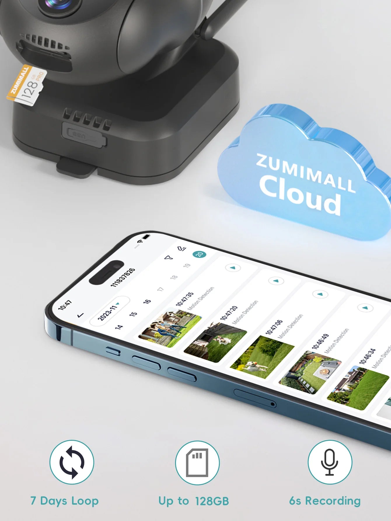 ZUMIMALL bežična sigurnosna kamera s baterijom 3MP noćni vid