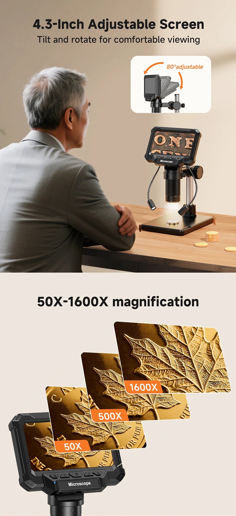 MK5 Digital Microscope with 4.3-Inch Screen