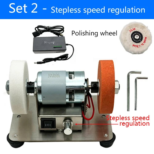 100W Double Grinder Machine Artifact Table Grinder Motor Micro Coarse and Fine Polishing Electric Grinding Wheel Grindig Stone 