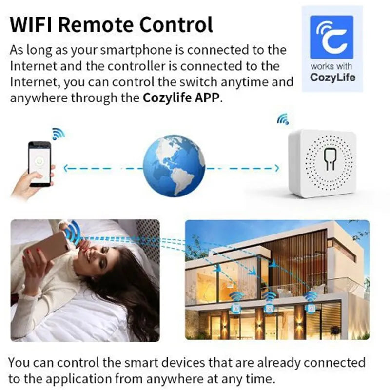 Wifi Smart Switch Mini interruttori luce fai-da-te Controllo a 2 vie Interruttore domestico intelligente wireless con APP Alexa Google Home Cozylife Xiao Ai